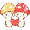 Mushrooms Couple Love Heart Funny