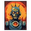 Art Deco tegneserie Retro Robot Invasion