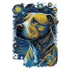 Pitbull Hund Starry Night
