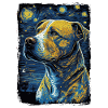 Pitbull Dog Starry Night