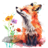 Renard aquarelle, Fox