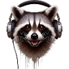 Waschbär mit Kopfhörern