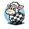 Checkered pattern cute cartoon sheep