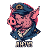 Captain Pig says "Ahoy"
