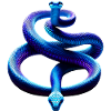 Curious purple-blue snake