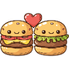 Burger Couple Love Heart Funny