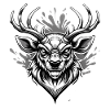 deer head black and white