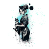 Geisha with Cat,Graffiti,Cat,Painting