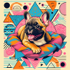 french bulldog as risograph