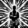 Electrician Superhero silhouette with lightning