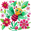 Cute bee among the flowers