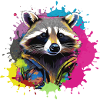 waschbär,graffiti,grau, Aquarell, bunt