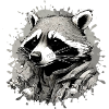 raccoon,graffiti,grey, watercolour,urban