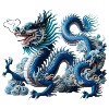 Blauer Drachen im Wolkenfluss