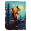 Squirrel Starry Night