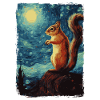 Squirrel Starry Night