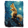 Squirrel Starry Night
