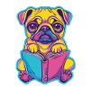Bunter Mops mit Buch