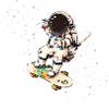 astronaut,skateboard,stars,skater,comic,illu