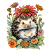 Hedgehog and Zinnias
