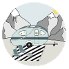 Camping in the mountains with caravan