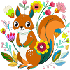 Kleines Eichhörnchen in Blumen