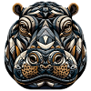 Geometric Polygonal Hippo Art