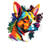 Wasserfarben Farbenfroher Basenji