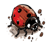 Cute cartoon ladybug in nature