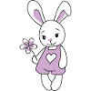 Cute cartoonish rabbit with flower