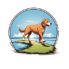 Cute dog walking logo