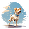 cute dog walking logo