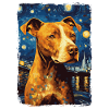 Pitbull Dog Starry Night