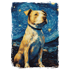 Pitbull Dog Starry Night