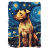 Pitbull Dog Starry Night