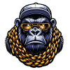 Gorilla mit Goldkette