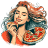 Pizza Beautiful Woman Blonde Gift