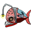 Fischkollage mit Lampenblick Anglerfisch