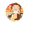 Joyeux Cartoon Banane Singe