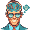 Mindful Bicycle Thinker Illustration