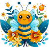 Baby bee gathers pollen