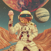 Astronaut und sein Eis