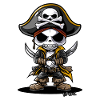 Funny Chibi Cartoon Skeleton Pirate