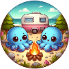 Camping octopus with caravan