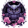 Hibou et roses