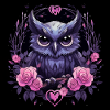 Hibou et roses