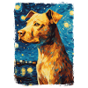 Pitbull Dog Starry Night