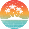 Tropical Sunset Round Palm Island