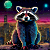 raccoon,graffiti,grey, watercolour,urban