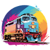 Bunte farbenfrohe Diesellokomotive
